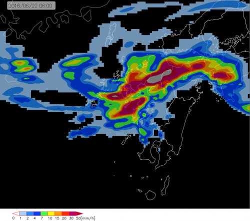 けさ6時の雨分布予想 九州北部で大雨警戒